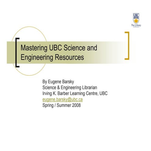 Science and Engineering Resources @ your Library
