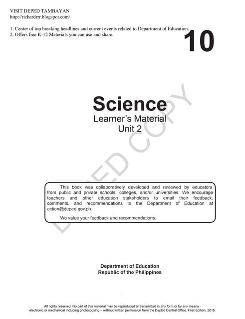 Science 10 Unit 2 LM