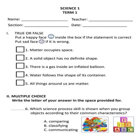 Science1 worksheet