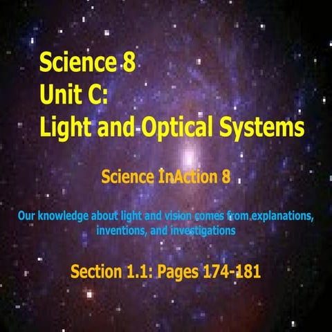 Science8 Unit C Lightand Optics Section1 Lesson1 The Challengeof Light