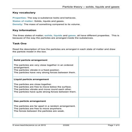 Science activity sheet
