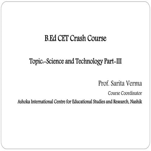 B.Ed.CET MCQ's on Science and Technology part-III