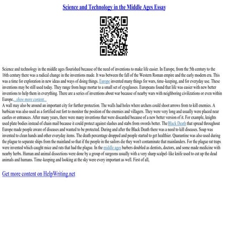 Science And Technology In The Middle Ages Essay