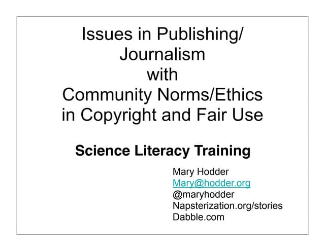 Science Copyright Talk for Science Literacy Conference