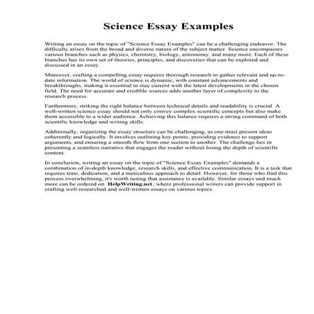 Science Essay Examples. Austin Community College District