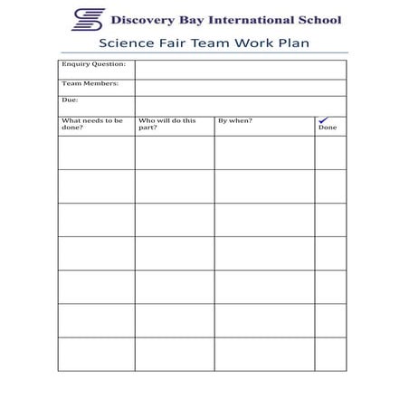 Science fair team work plan 