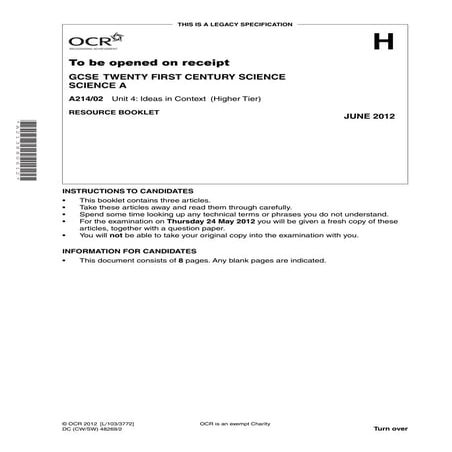 Science ideas in context 2012