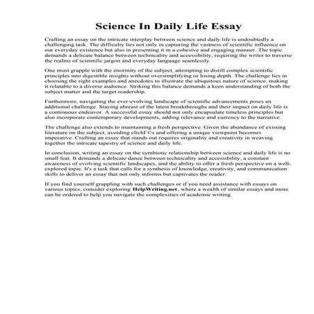 Science In Daily Life Essay