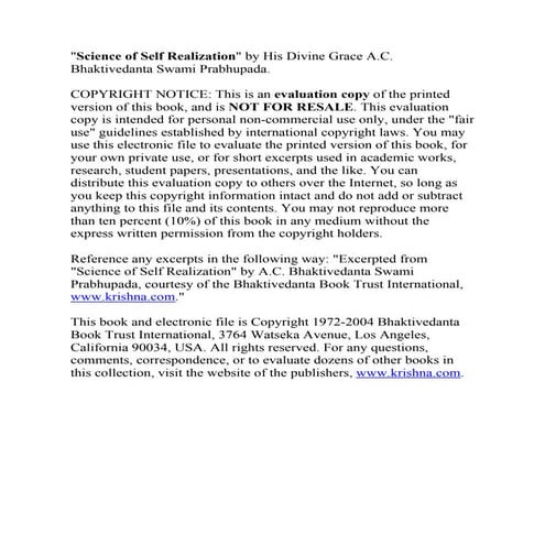 Science Of Self Realization