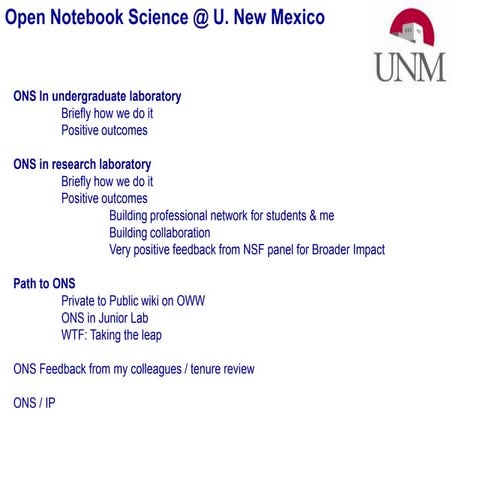Science Online2010 Open Notebook Science
