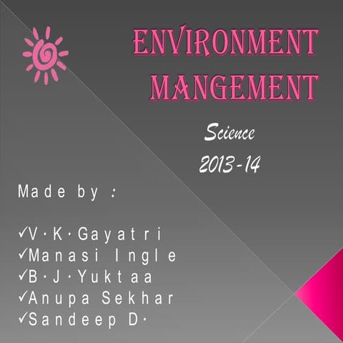 MANAGEMENT OF NATURAL RESOURCES MADE BY MANASI INGLE AND GROUP CLASS XD K.V.B...