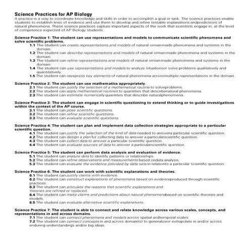 Science practices for ap biology | DOCX