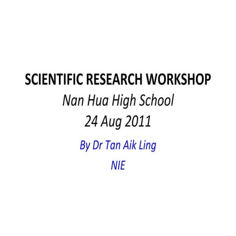 Scientific Research Workshop