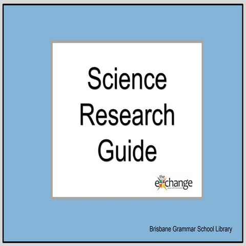 Science Research Guide: MySearchDatabasesBioethicsEcosystems