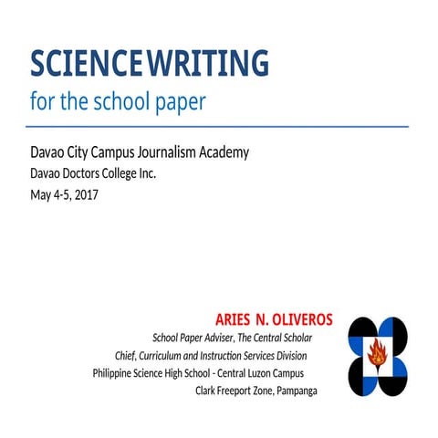 Science journalism workshop | PPTX