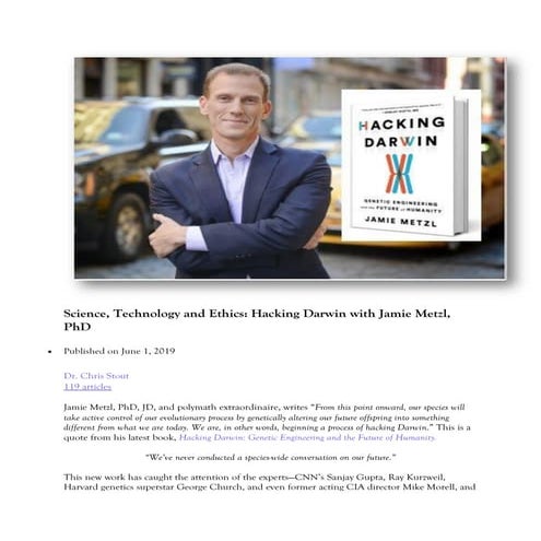 Science, Technology and Ethics: Hacking Darwin with Jamie Metzl, PhD