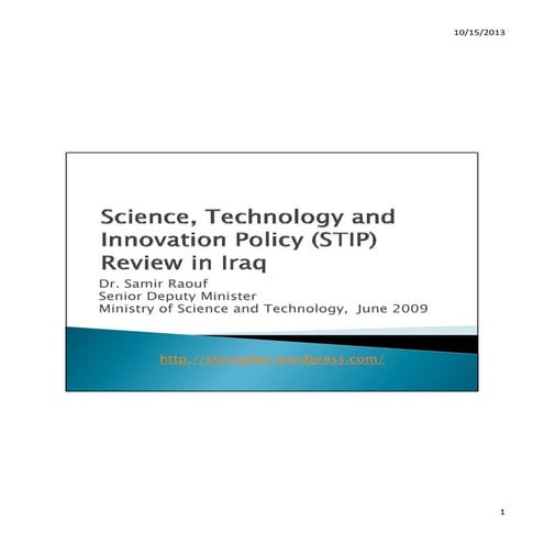 Science technology and innovation policy review iraq | PDF
