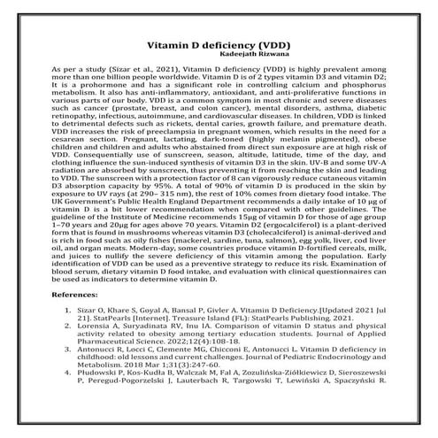 Public Health- Vitamin D deficiency in Malaysia | PDF