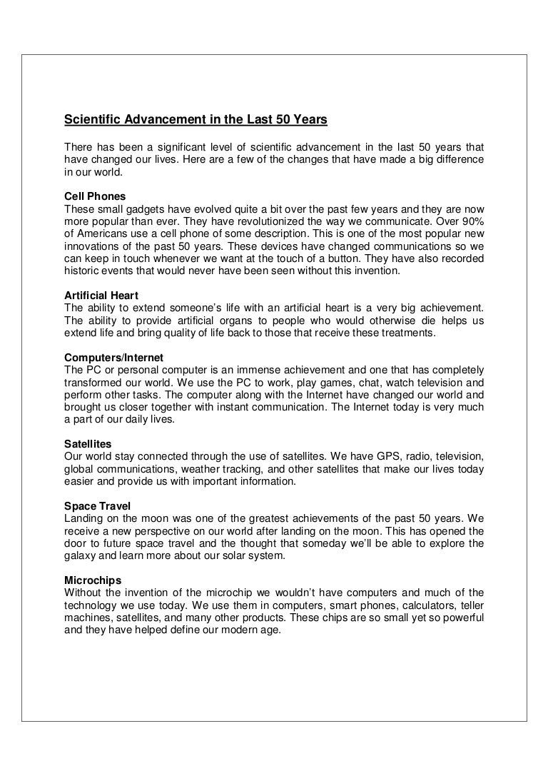 Scientific advancement in the last 50 years