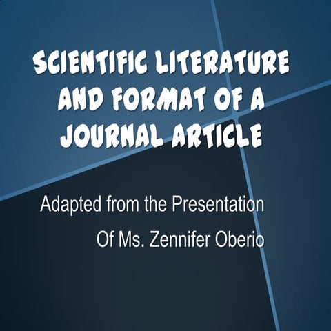 Scientific literature & format of journal article