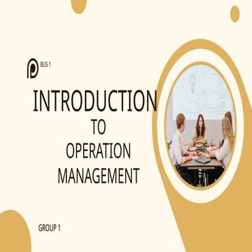 Bus 1: INTRODUCTION TO OPERATIONS MANAGEMENT