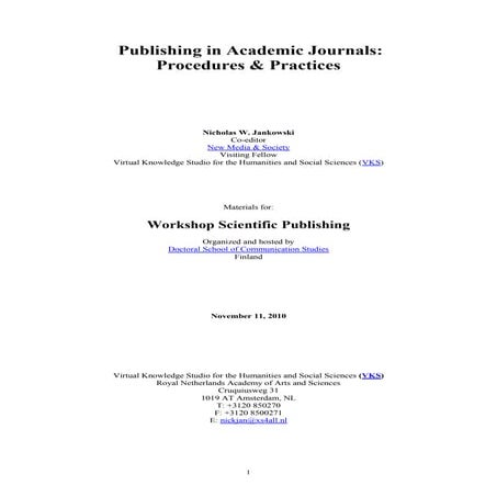 Scientific publishing workshop,  background materials, finland,  jankowski, 8...