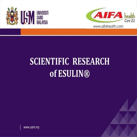 Scientific research of esulin in bi usm research and development esulix ...