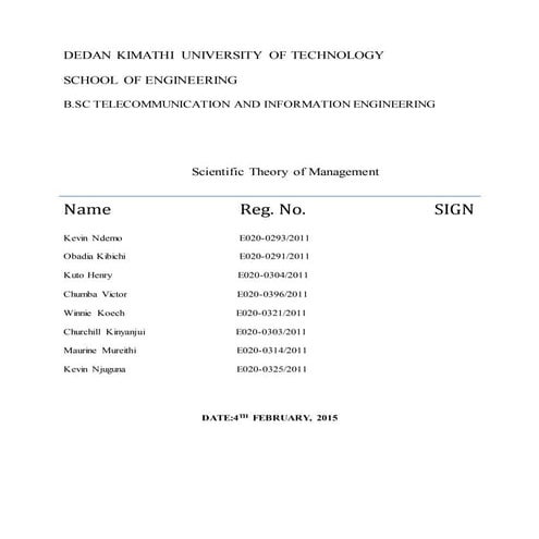 Scientific theory of management