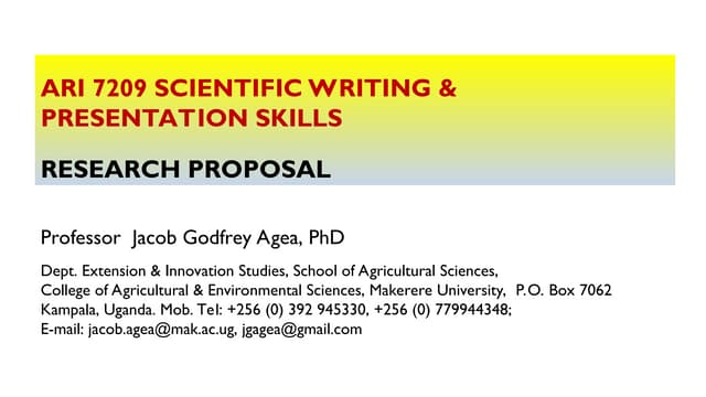 Research proposal presentation | PPTX