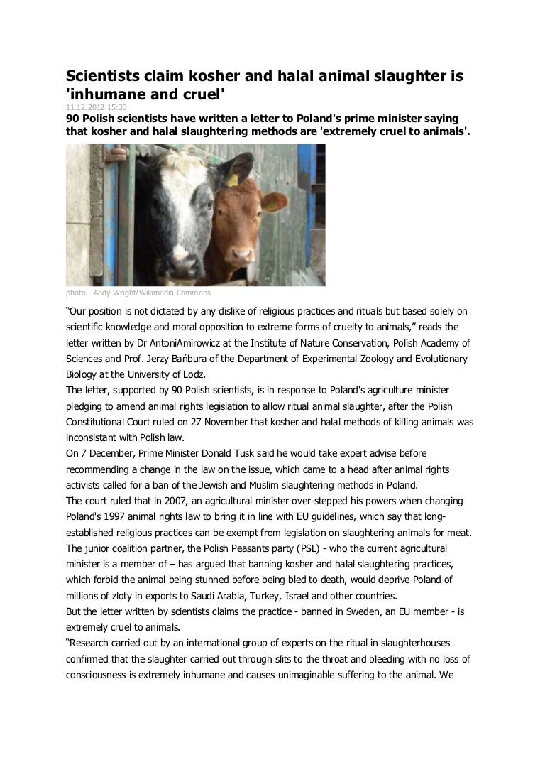 Scientists claim kosher and halal animal slaughter is 'inhumane and c…