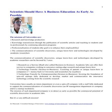 Scientists should have a business education 