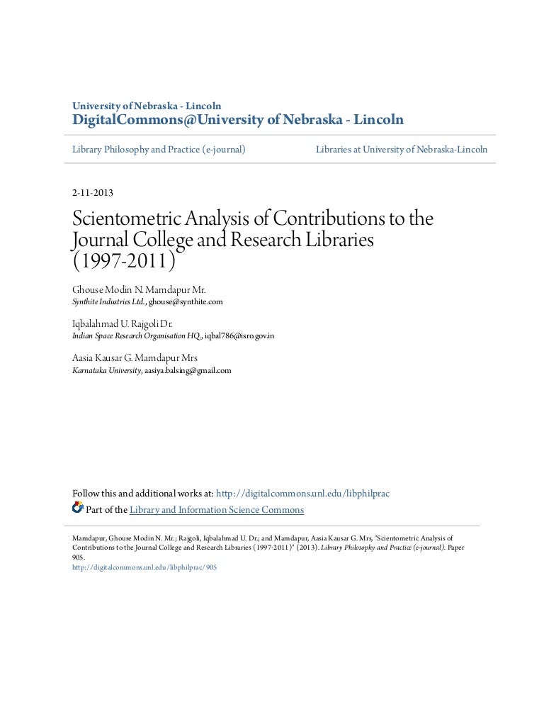 Scientometric analysis phd thesis