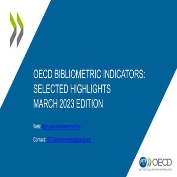 OECD bibliometric indicators: Selected highlights, March 2023 edition