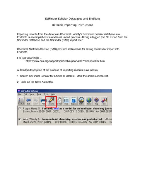 SciFinder Scholar And EndNote  with Images