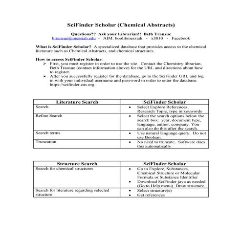 Sci Finder Scholar Db Sheet