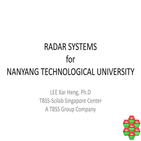 Radar Systems for NTU, 1 Nov 2014