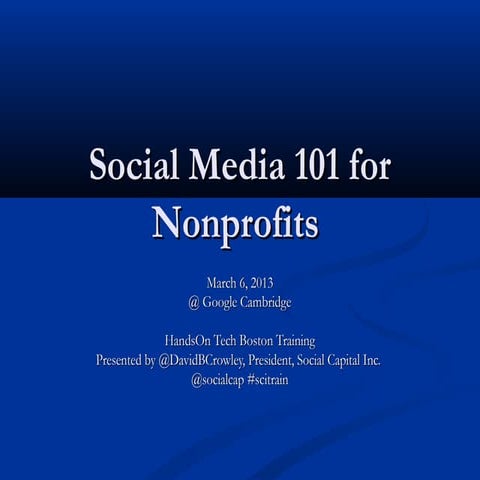 Social Media 101 for Nonprofits