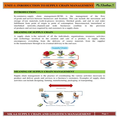SUPPLY CHAIN AND LOGISTICS MANAGEMENT