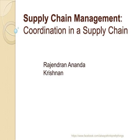 Supply Chain Management Coordination.