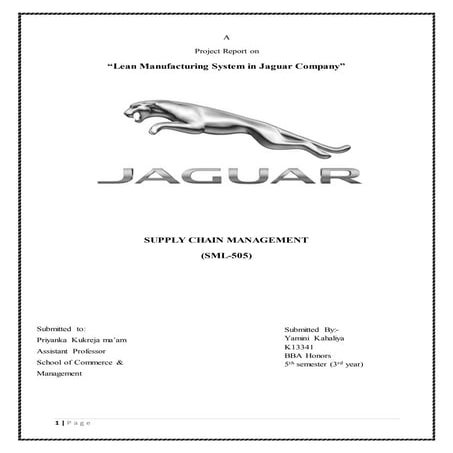 Supply Chain Management Assignment on Lean manufacturing wit real life Example of Jaguar company