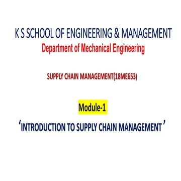 Introduction to supply chain management subject