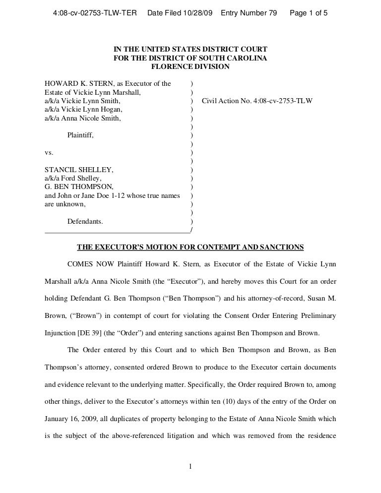 Motion For Contempt And Sanctions