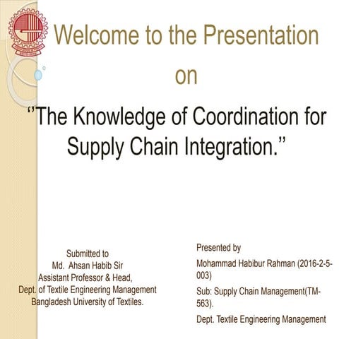The knowledge of Coordination for Supply Chain Integration