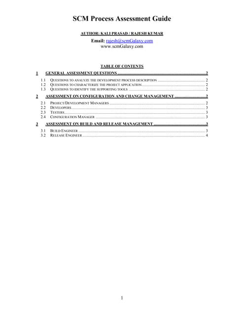Scm process assessment guide