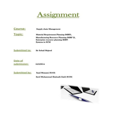 MRP, MRP2 and ERP system in supply chain