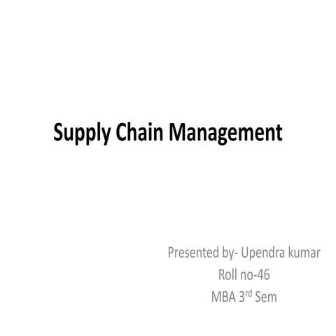 Supply Chain Management