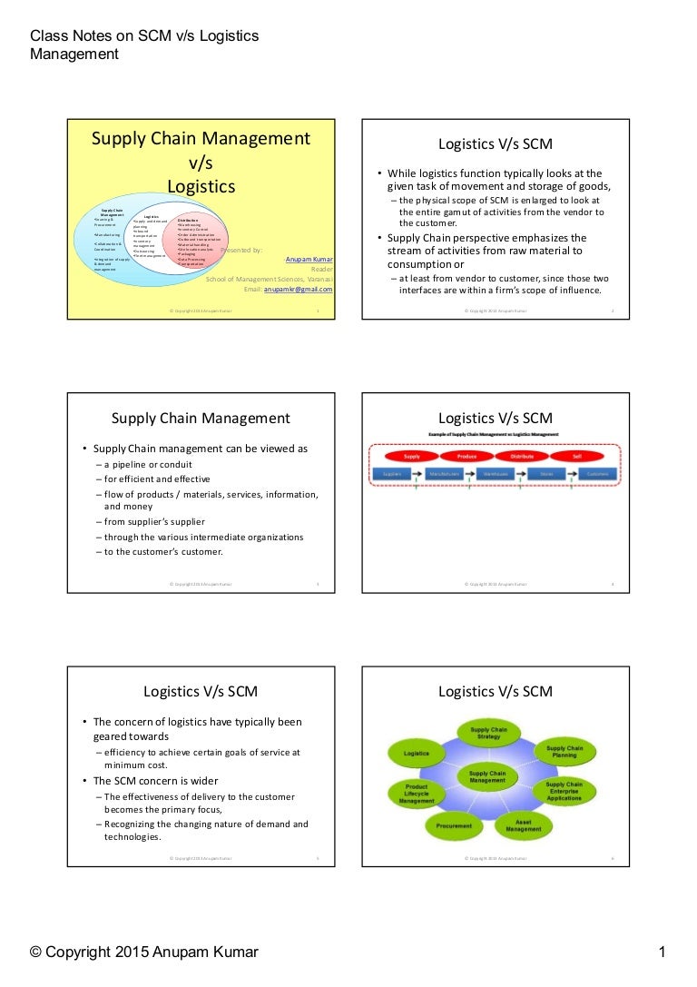 Supply Chain Management vs Logistics Management
