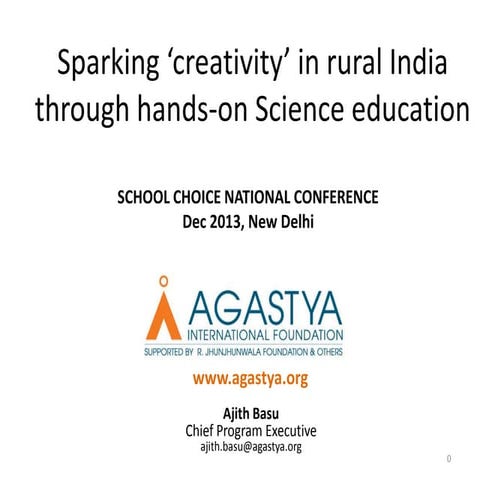 Sparking 'creativity' in rural India through hands-on Science education ...