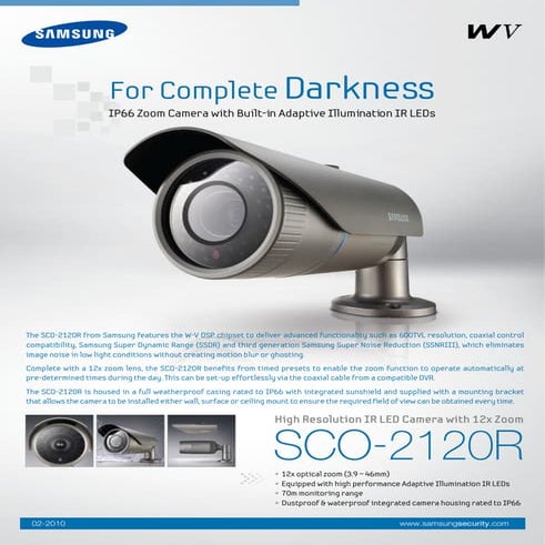 Samsung Techwin SCO-2120R Data Sheet