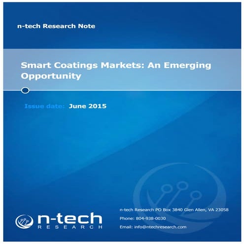 Smart Coatings Markets, An Emerging Opportunity